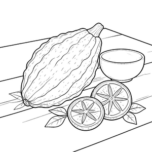 Frische Sternfrucht mit Scheiben Malvorlage für kleine Entdecker