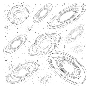 Mystische Galaxien mit Planeten Ausmalbilder für junge Träumer Ausmalbild