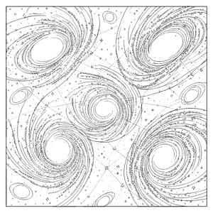 Überwältigende Spiralgalaxien mit Sternen Ausmalbild für mutige Abenteurer