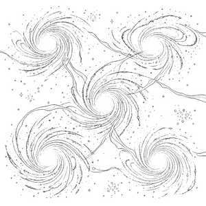 Vielseitige Spiralgalaxien mit Sternen Malbilder für malfreudige Sterngucker Ausmalbild