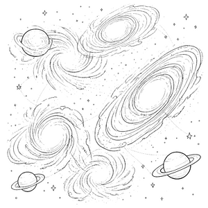 Spektakuläre Galaxien mit Planeten Malbilder für verträumte Träumer Ausmalbild