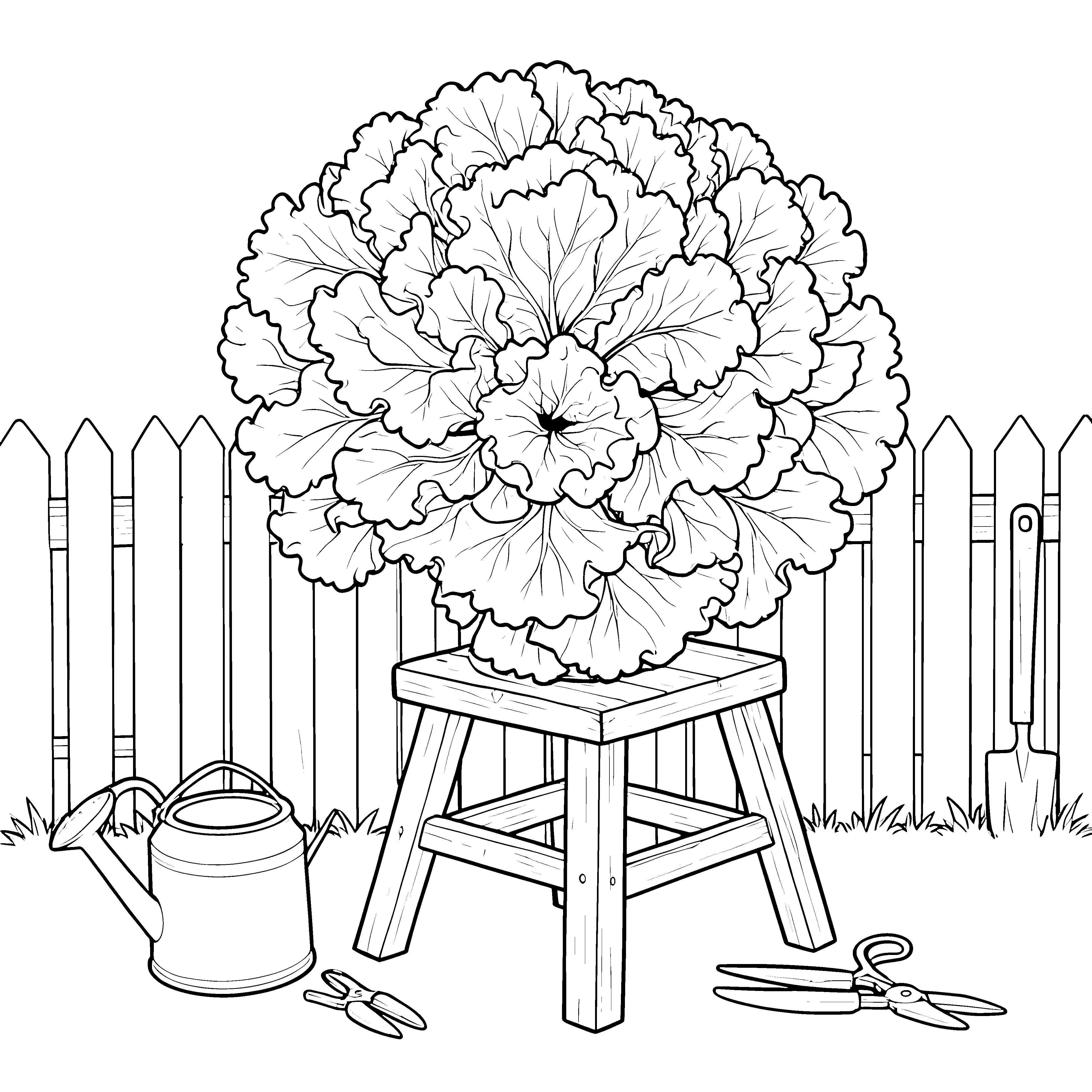 Stolze Lollo Bionda auf Hocker Ausmalbild für kreative Gartenfreunde