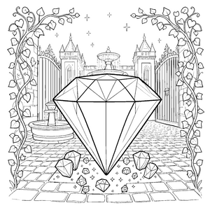 Riesiger Diamant vor Schlossfontäne Malbild für Schatzsucher