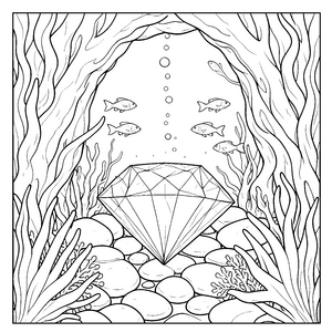 Riesiger Diamant im Riff Ausmalbild für junge Meeresbewohner