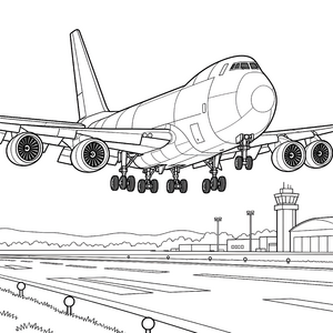 Gigantisches Frachtflugzeug auf der Landebahn Malvorlage für mutige Weltenbummler