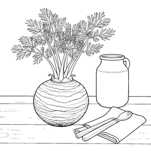 Frischer Fenchel mit Krug Ausmalvorlage für mutige Naturfreunde