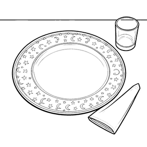 Mondstern-Teller mit Glas-Ausmalvorlage für neugierige Weltenbummler