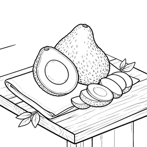 Reife Avocados auf Küchentuch Malvorlage für kleine Hobbyköche