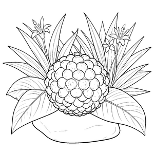 Exotische Mangostane mit Blüten Malvorlage für neugierige Botaniker
