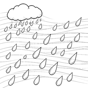 Windiger Regen aus Wolken Ausmalbild für kleine Abenteurer