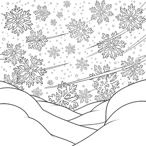Funkelnde Schneeflocken im Wind Malvorlage für Winterträumer