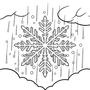 Prächtige Schneeflocke bei Regen Malbild für malfreudige Frostfreunde