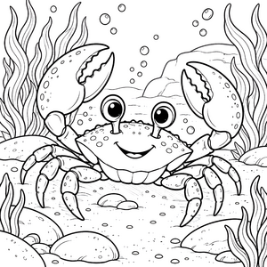 Fröhliche Krabbe im Sand Malvorlage für verträumte Wasserratten