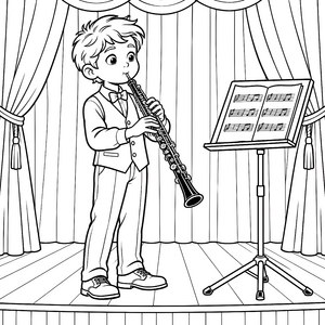 Stolzer Oboist auf der Bühne Ausmalbild für fröhliche Künstler