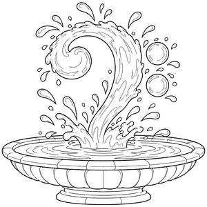 Spritzender Notenschlüssel im Brunnen Malvorlage für junge Wasserratten