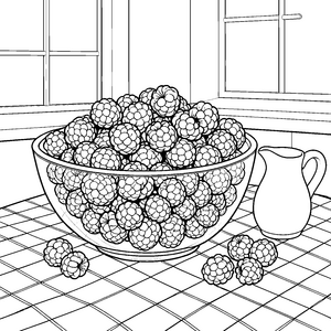 Üppige Brombeeren in einer Schüssel Malvorlage für verträumte Hobbyköche