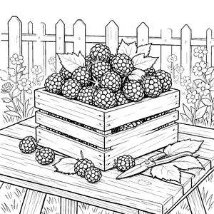 Reife Brombeeren in der Kiste Ausmalvorlage für junge Waldläufer