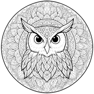 Wachsame Eulen-Mandala Ausmalbild für malfreudige Spürnasen