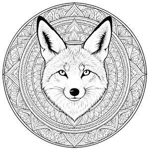 Wachsamer Fuchs im Blumenkreis Malbild für kleine Waldläufer