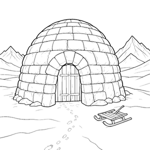 Massives Iglu mit Fußspuren Malvorlage für fröhliche Frostfreunde