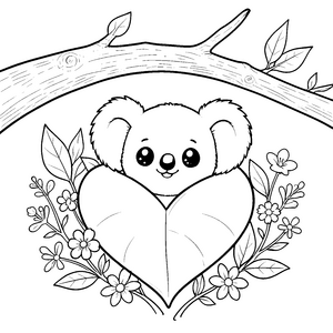 Liebervoller Koala mit Herz Malbild für mutige Tierfreunde