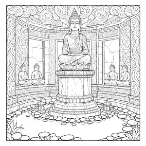 Majestätischer Buddha auf Steinsäule Malbild für kreative Sternengucker