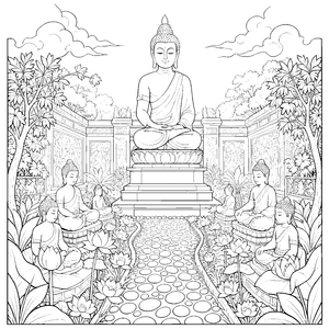 Herrlicher Buddha auf Lotusblüten Malbild für kreative Naturfreunde