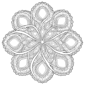Prachtvolle Herz-Mandalas mit Blättern Ausmalvorlage für neugierige Farbträume