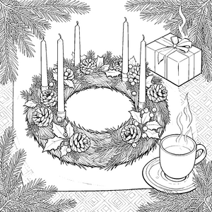 Warmer Adventskranz mit Geschenkkästchen Malbild für Malfreudige Landratten
