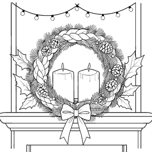 Festlicher Adventskranz mit Schleife Malbild für junge Spürnasen