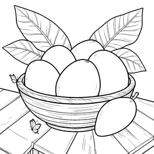 Üppige Mangos in einer Schale Malbild für neugierige Hobbyköche