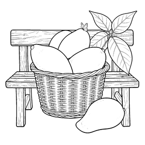 Reife Mangos im Korb Malvorlage für mutige Hobbyköche