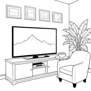 Eleganter Fernseher mit Bilderrahmen Malbild für kreative Bastler