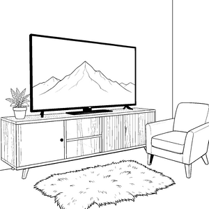 Majestätischer Fernseher mit Gebirgsspitze Malbild für verträumte Sterngucker