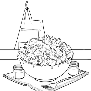 Frisches Frisée in der Schüssel Ausmalvorlage für mutige Hobbyköche