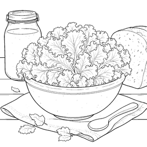 Frisches Frisée mit Löffel Ausmalbild für fröhliche Hobbyköche