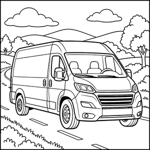 Moderner Transporter auf der Landstraße Malbild für Autofans