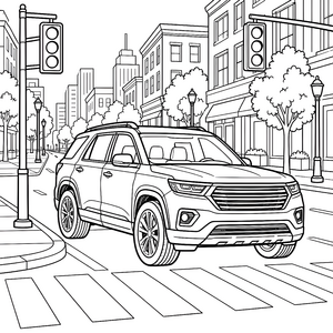Moderner SUV an Ampel Malbild für neugierige Autofans