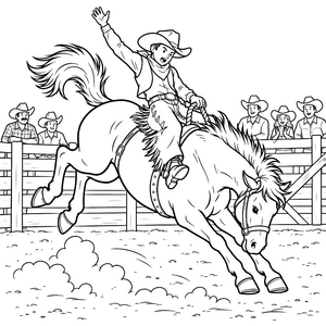 Mutiger Cowboy auf bockendem Pferd Malbild für verträumte Abenteurer