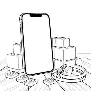 Modernes Handy mit Bauklötzen Ausmalvorlage für neugierige Bastler