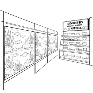 Großes Aquarium mit Fischen Ausmalbild für Spürnasen