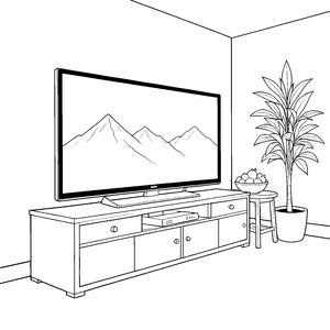 Beeindruckender Fernseher mit Berglandschaft Malvorlage für mutige Abenteurer