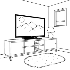 Entspannter Fernseher im Wohnzimmer Ausmalvorlage für Gemütlichkeitssuchende