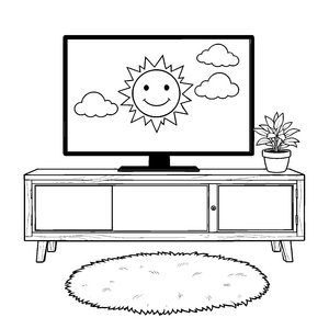 Heiterer Fernseher mit lachender Sonne Malvorlage für kreative Sonnenanbeter