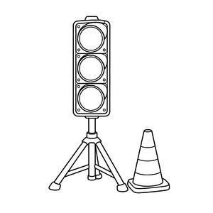Stabile Ampel auf Stativ mit Pylon Malbild für Technikfans