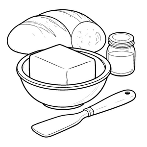 Deftige Butter mit Brot und Glas Malbild für Hobbyköche