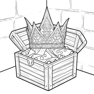 Majestätisches Diadem in einer Truhe Malbild für junge Entdecker