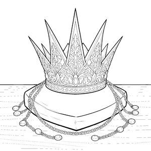 Prunkvolles Diadem mit Perlenkette Ausmalvorlage für kreative Träumer
