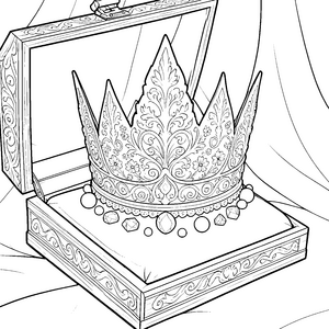 Reichhaltiges Diadem auf Kissen Ausmalbild für mutige Märchenfreunde