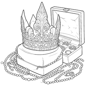 Glanzvolles Diadem mit Schmuckschatulle Ausmalbild für kleine Träumer